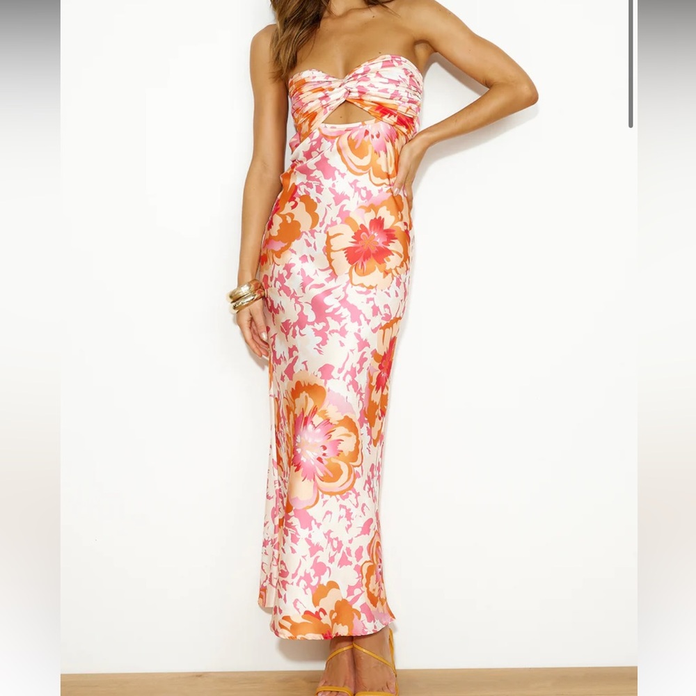 NWOT Hello Molly Own the Style Satin Maxi Dress Orange